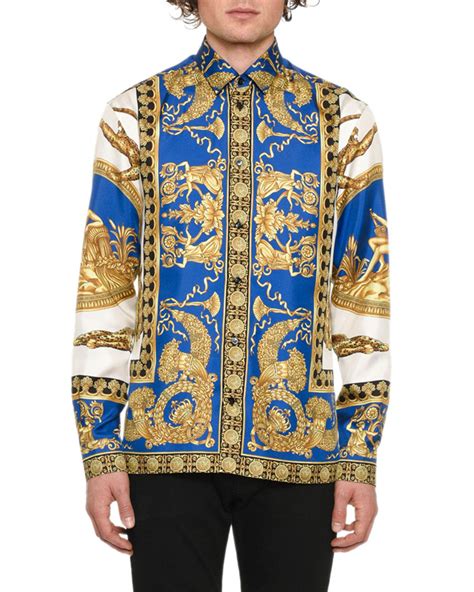 black and blue versace shirt|versace collar shirt.